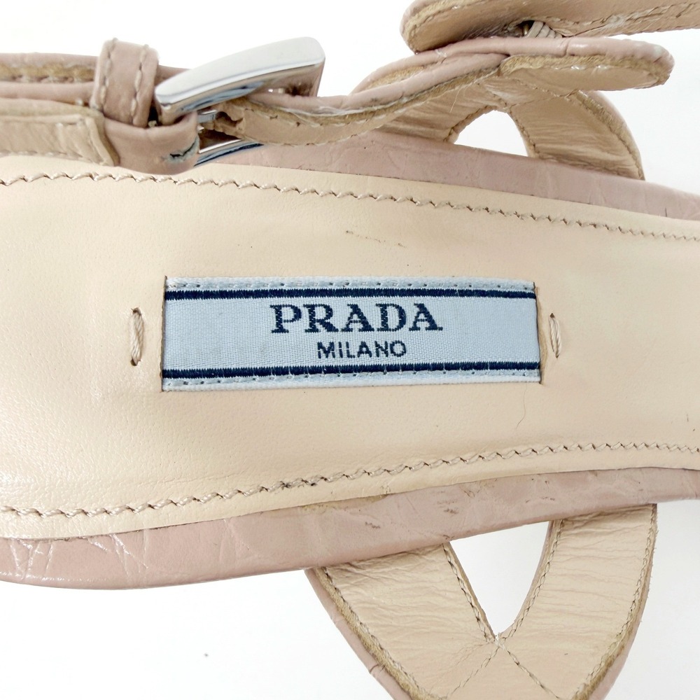 Prada Blush Pink Croc Embossed Leather T-Strap Sandals Heels EU 38 - Picture 6 of 10